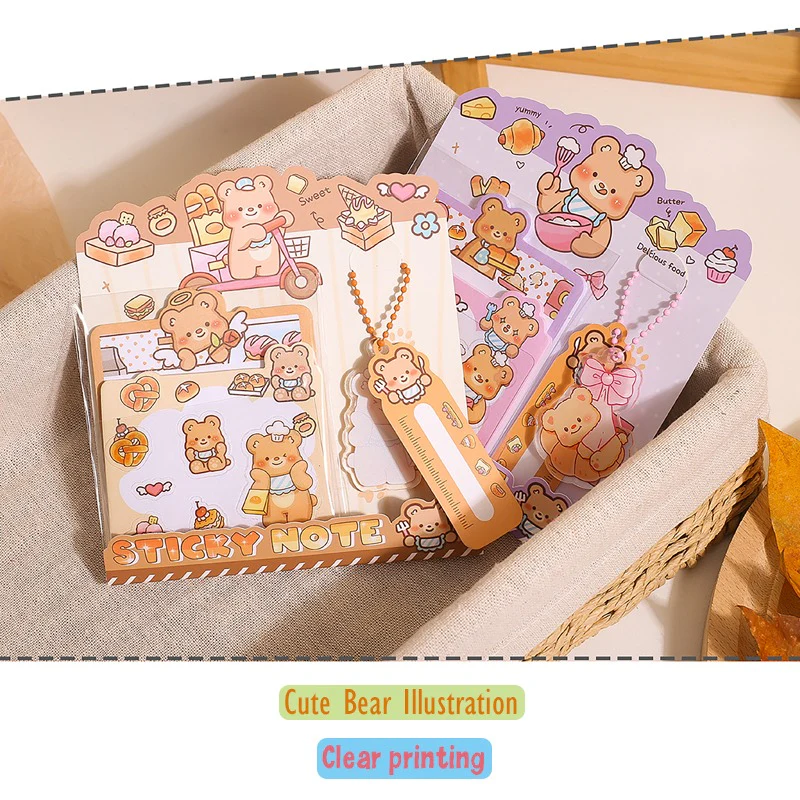 Bear Sticky Notes With Keychains - Image 4