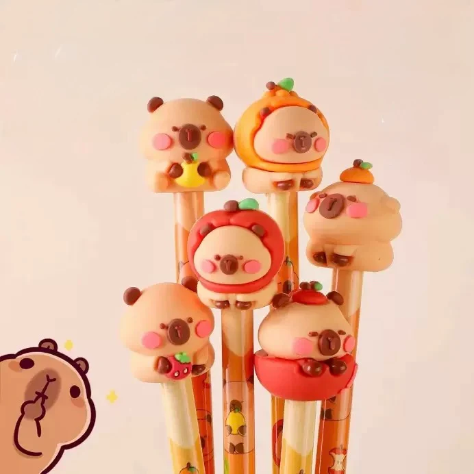 Capybara Pencil and Eraser (6 pencil and 6 eraser) - Image 2