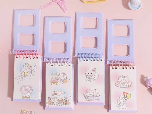 Cream Cat Spiral Mini Diary - Image 3
