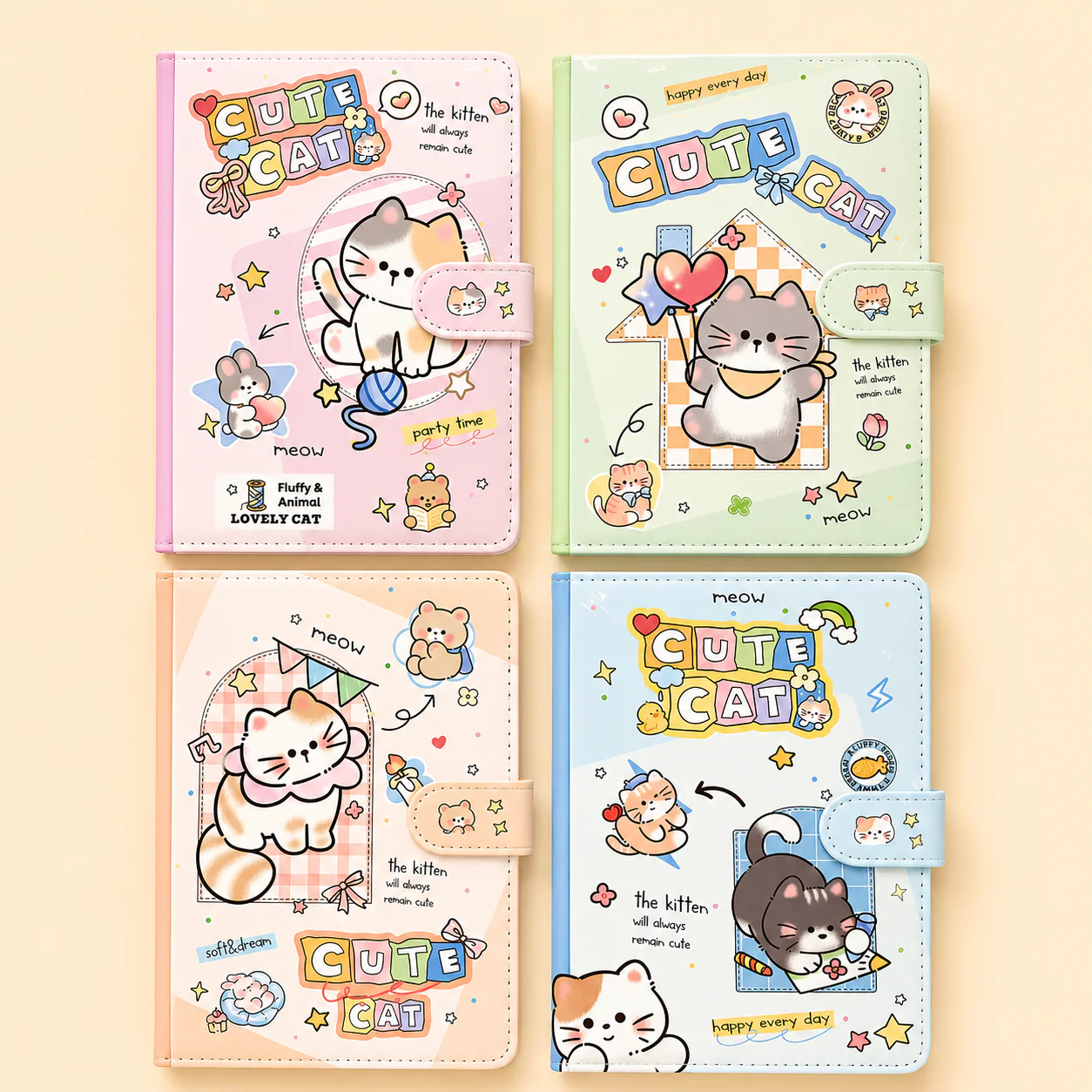 Cute Kitty Magnetic Buckle Diary - Image 2
