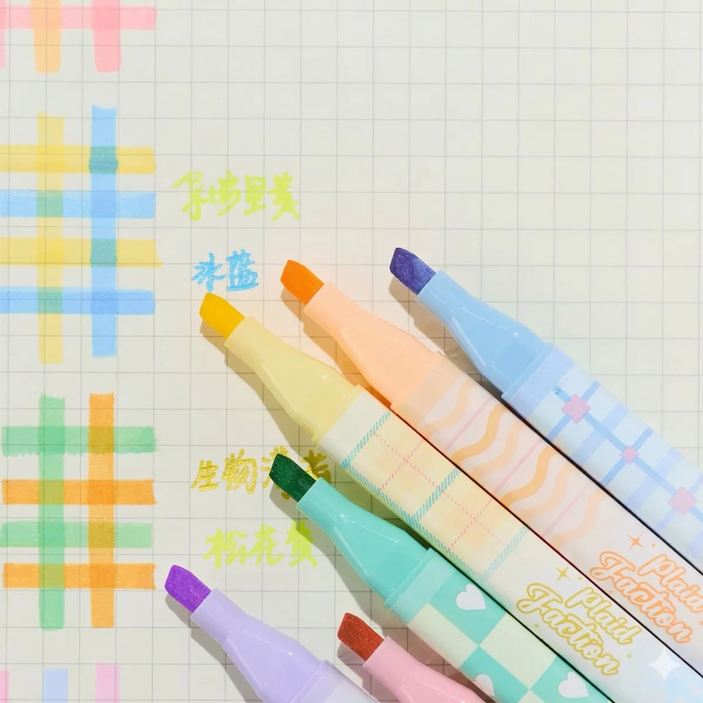 Dual Tip Plaid Fluorescent highlighter - Image 2