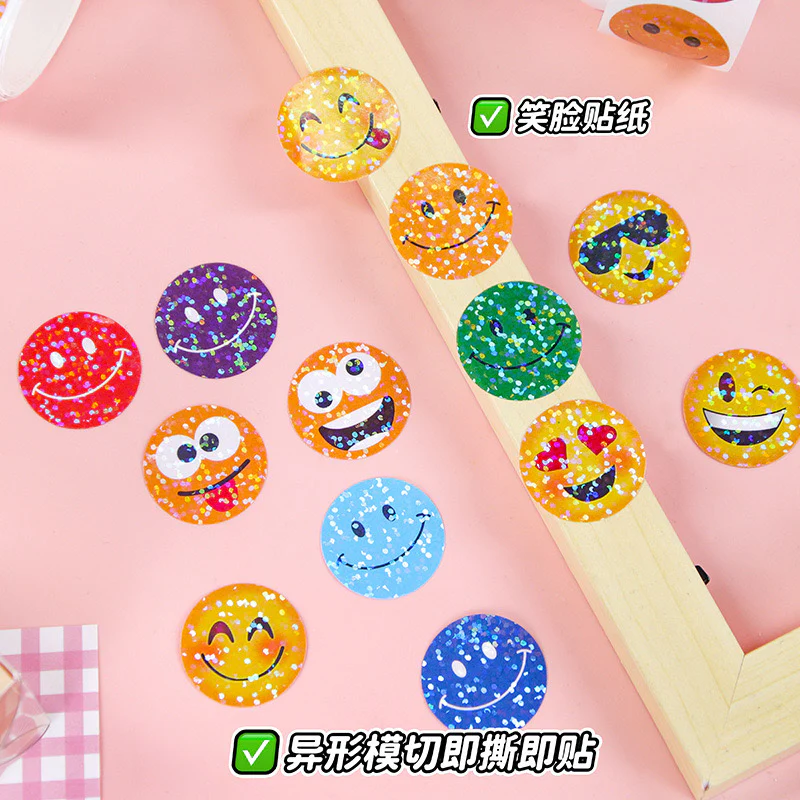 Emoji Glitter Sticker Roll - Image 3