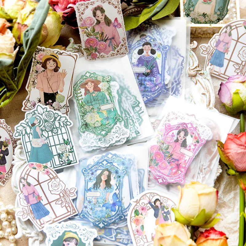 Girl in Mirror Frame Washi Stickers - Image 2