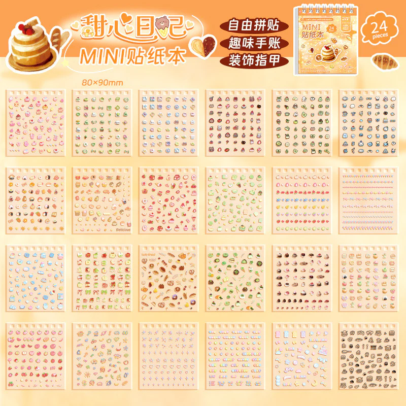 Kawaii Mini Deco Sticker Book 3 Pcs w Tweezer - Image 14