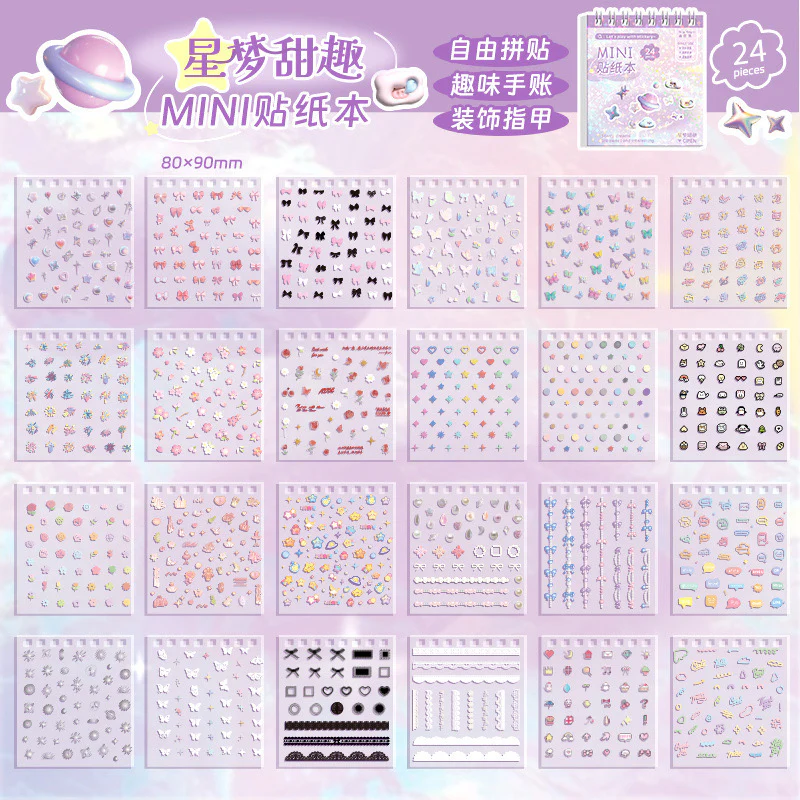 Kawaii Mini Deco Sticker Book 3 Pcs w Tweezer - Image 15