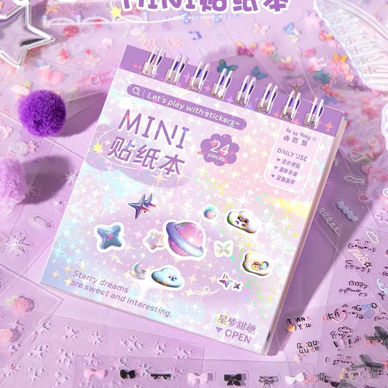 Kawaii Mini Deco Sticker Book 3 Pcs w Tweezer - Image 6