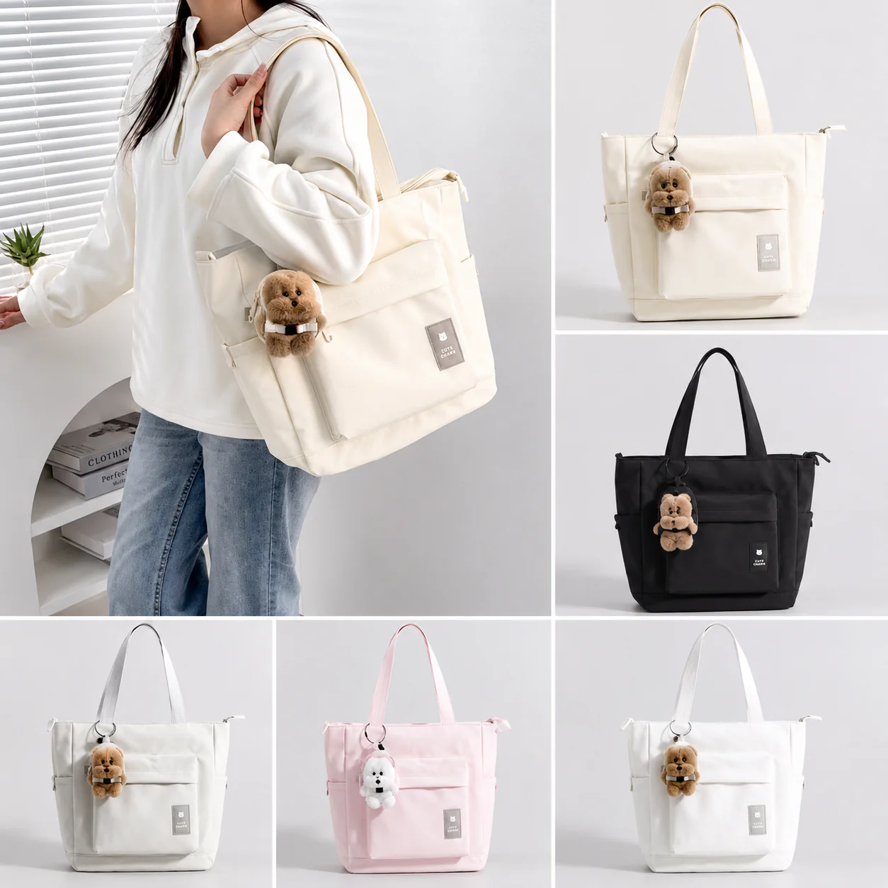 Korean Tote Bag With Charm - Image 2