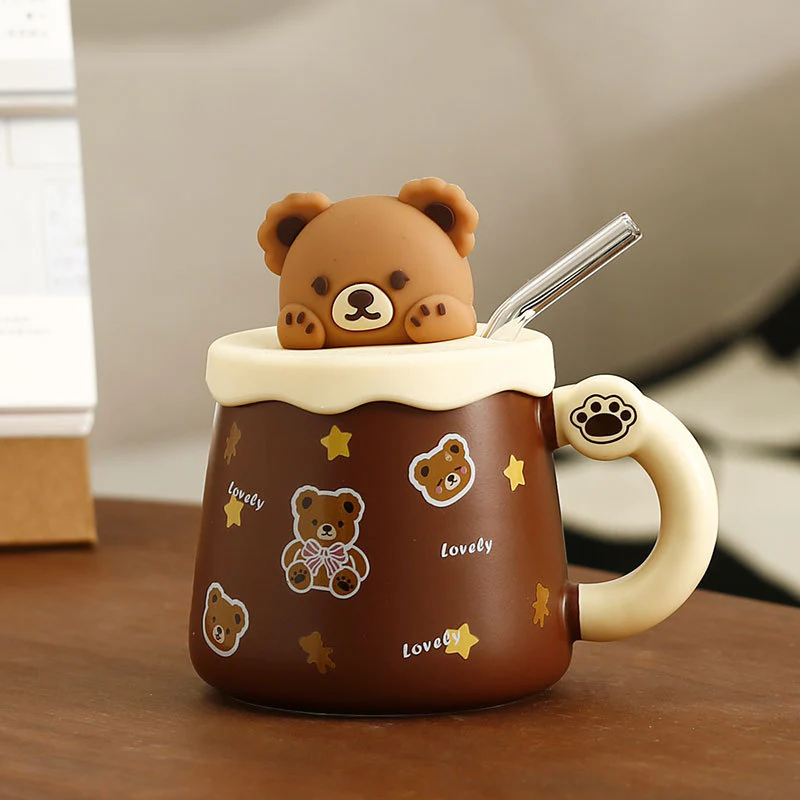 Lovely Bear Mug With Lid & Straw - Image 3