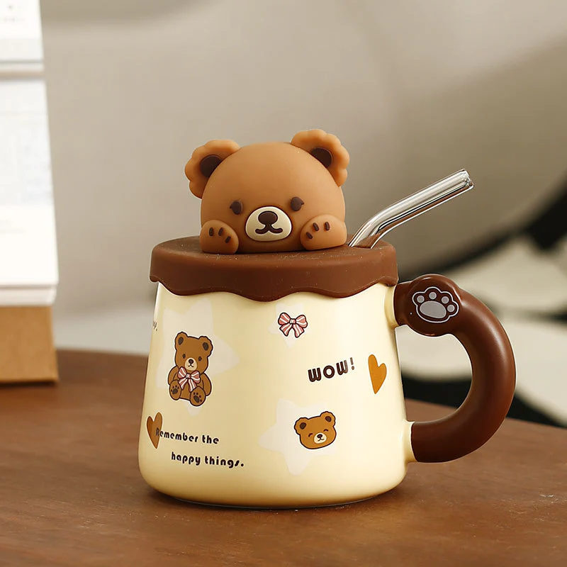 Lovely Bear Mug With Lid & Straw - Image 4