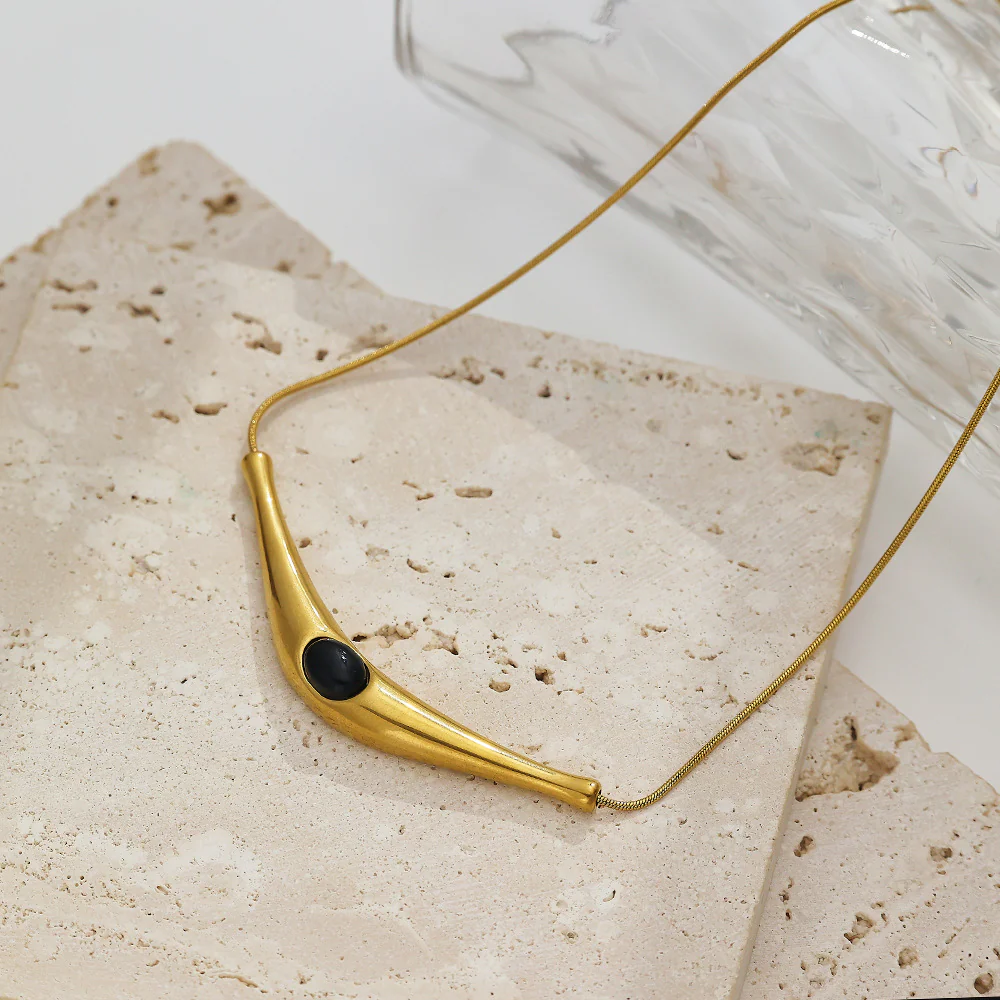 Retro Enamel Stone Anti Tarnish Necklace - Image 5