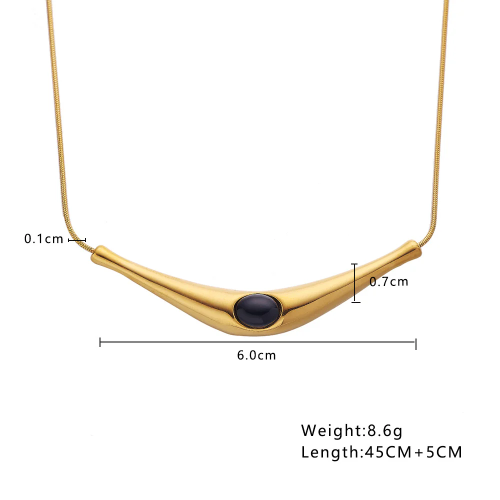 Retro Enamel Stone Anti Tarnish Necklace - Image 6