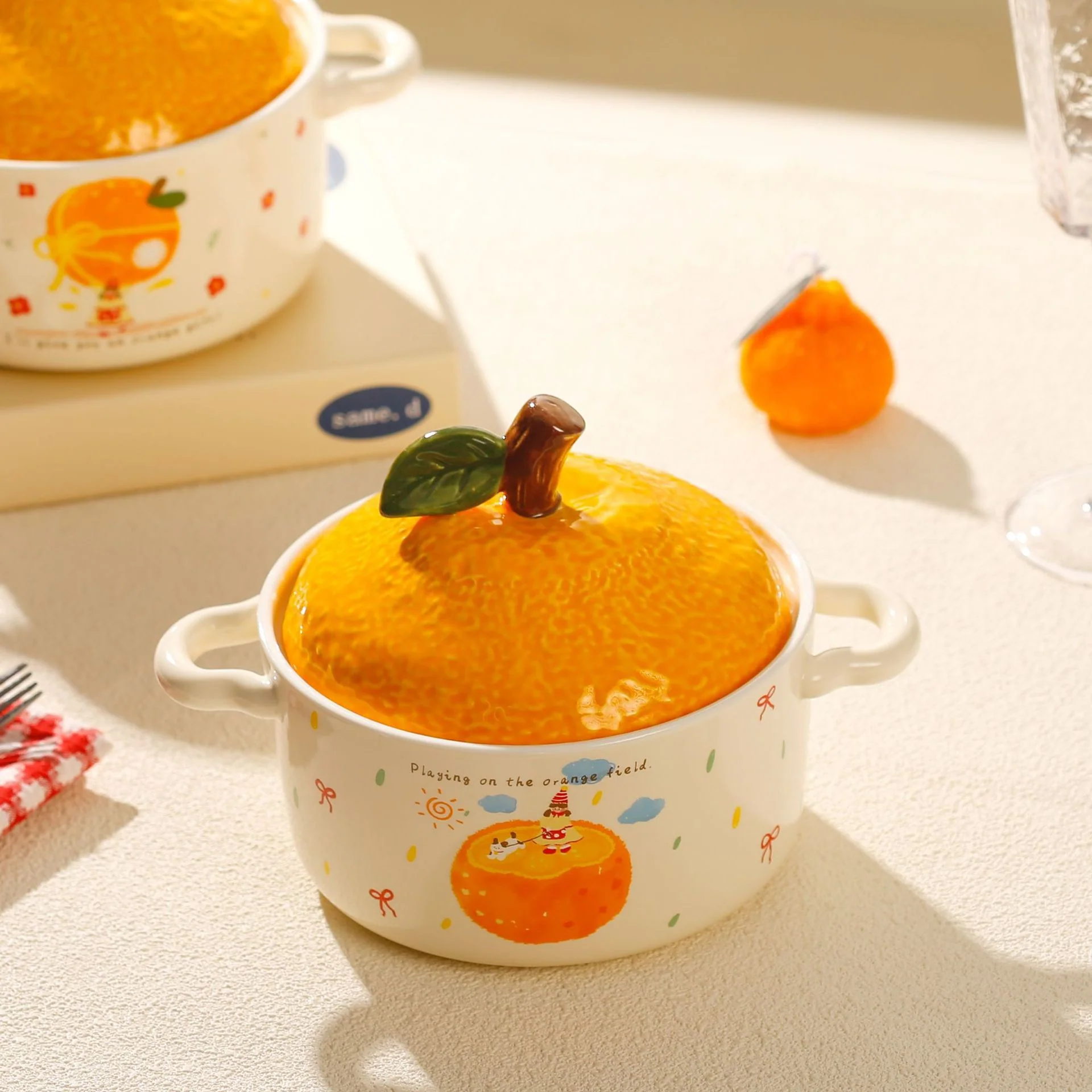 Orange Ceramic Bowl - Image 8