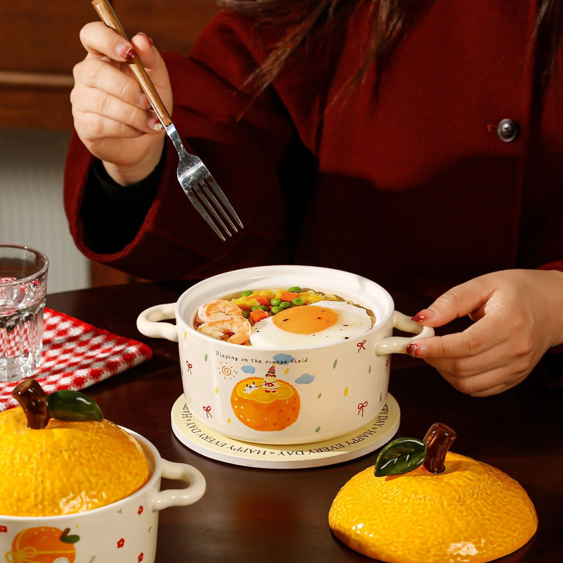 Orange Ceramic Bowl - Image 9