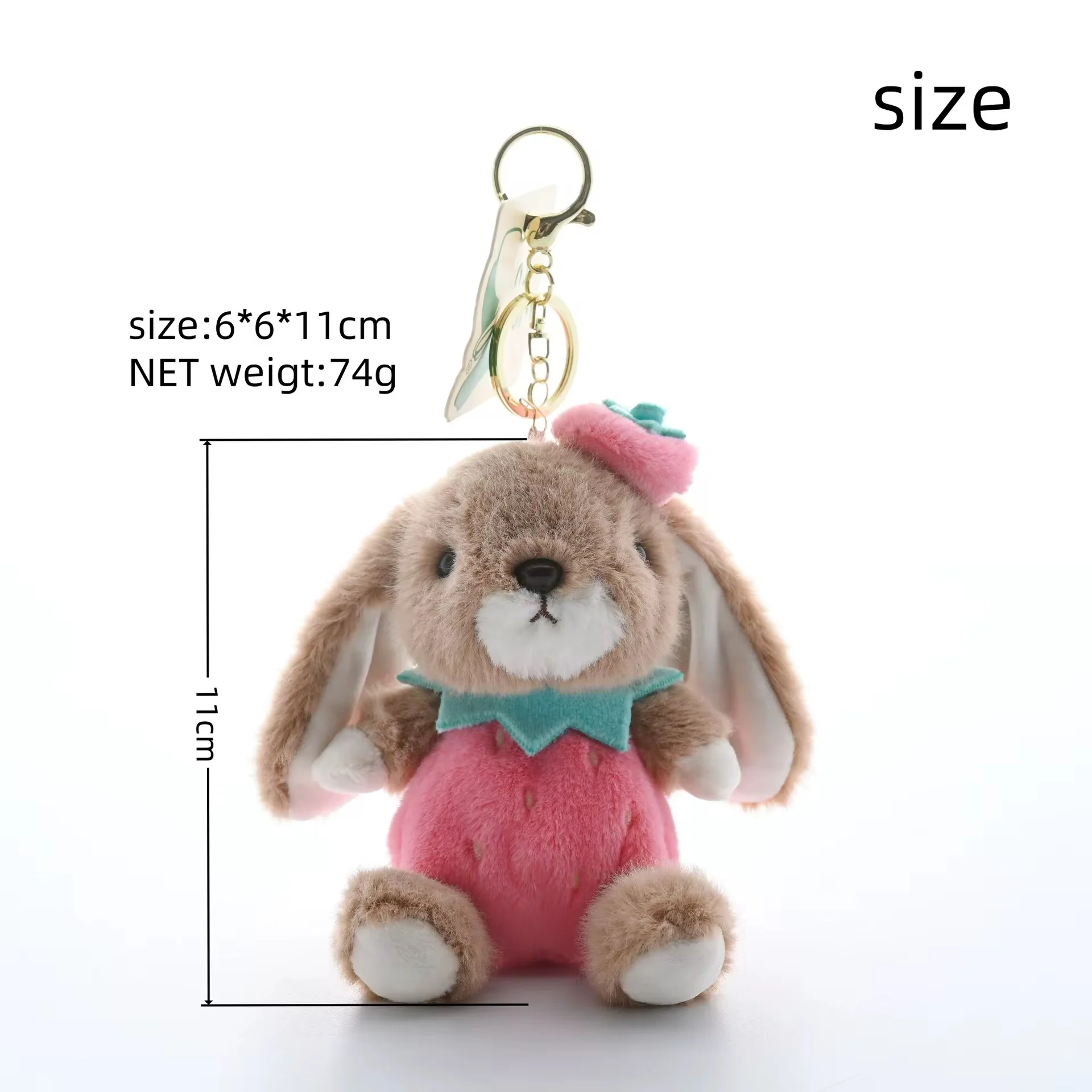 Strawberry Bunny Plush Keychain - Image 3