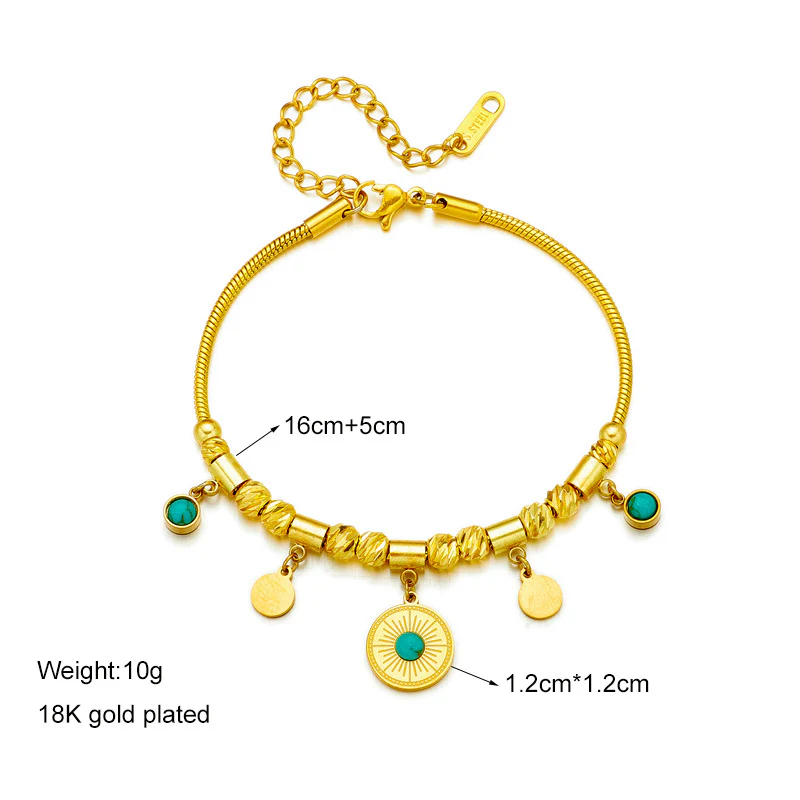 Turquoise Bead Stainless Steel Bracelet - Image 4