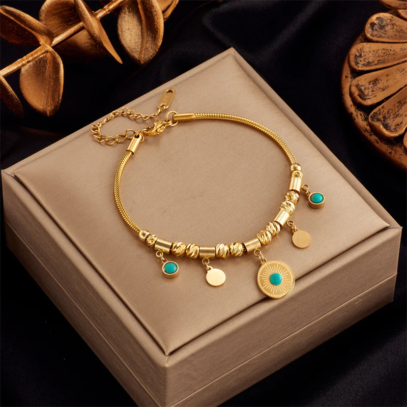 Turquoise Bead Stainless Steel Bracelet - Image 6