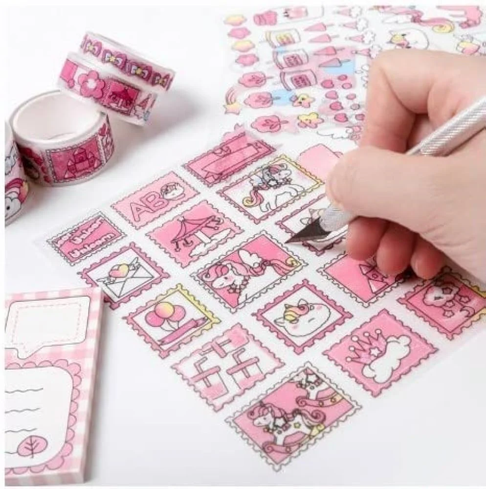 Unicorn Theme Sticker Box With Pen Knife - Image 3